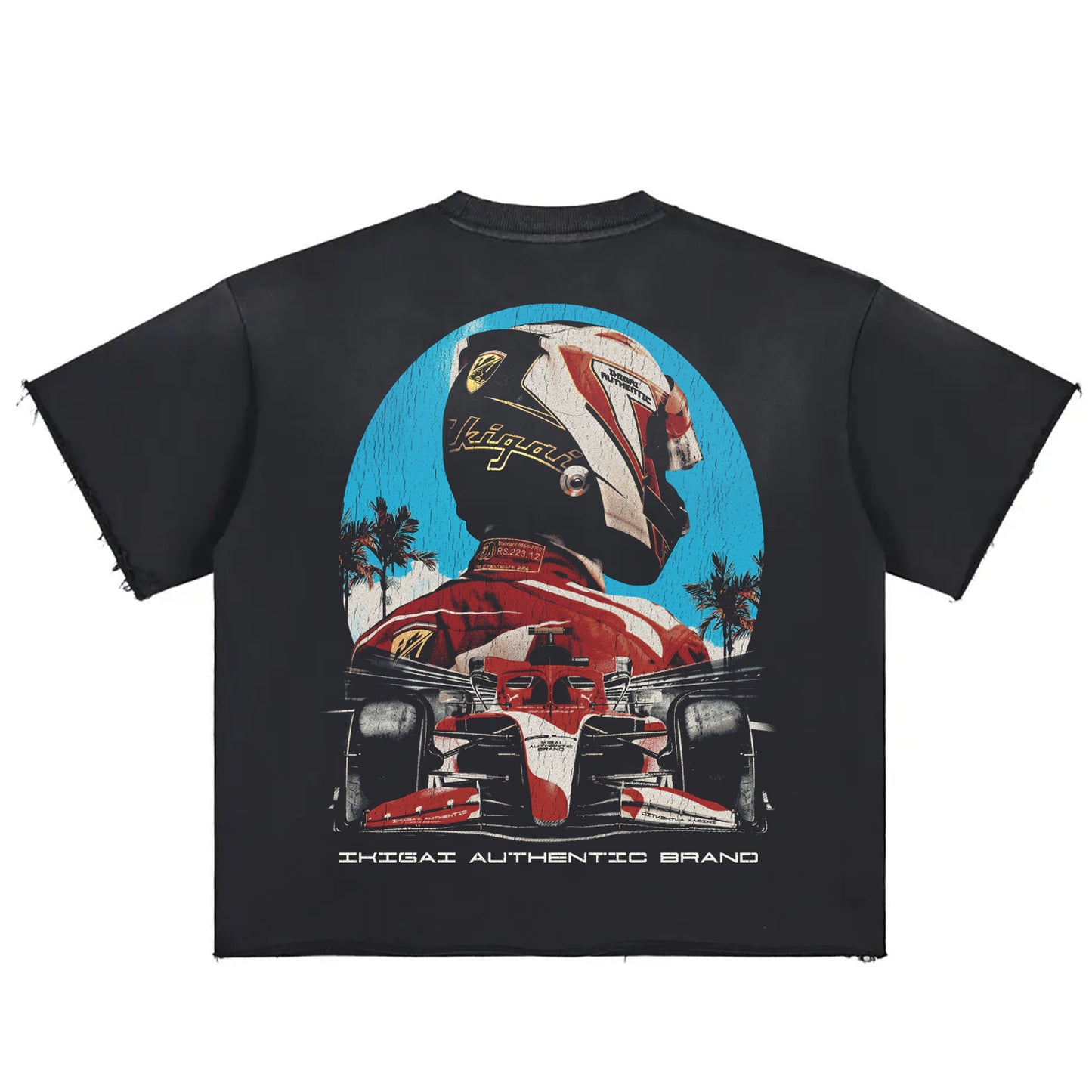 Premium Tokyo Racer Sun Fade Raw Edge Heavyweight T-Shirt