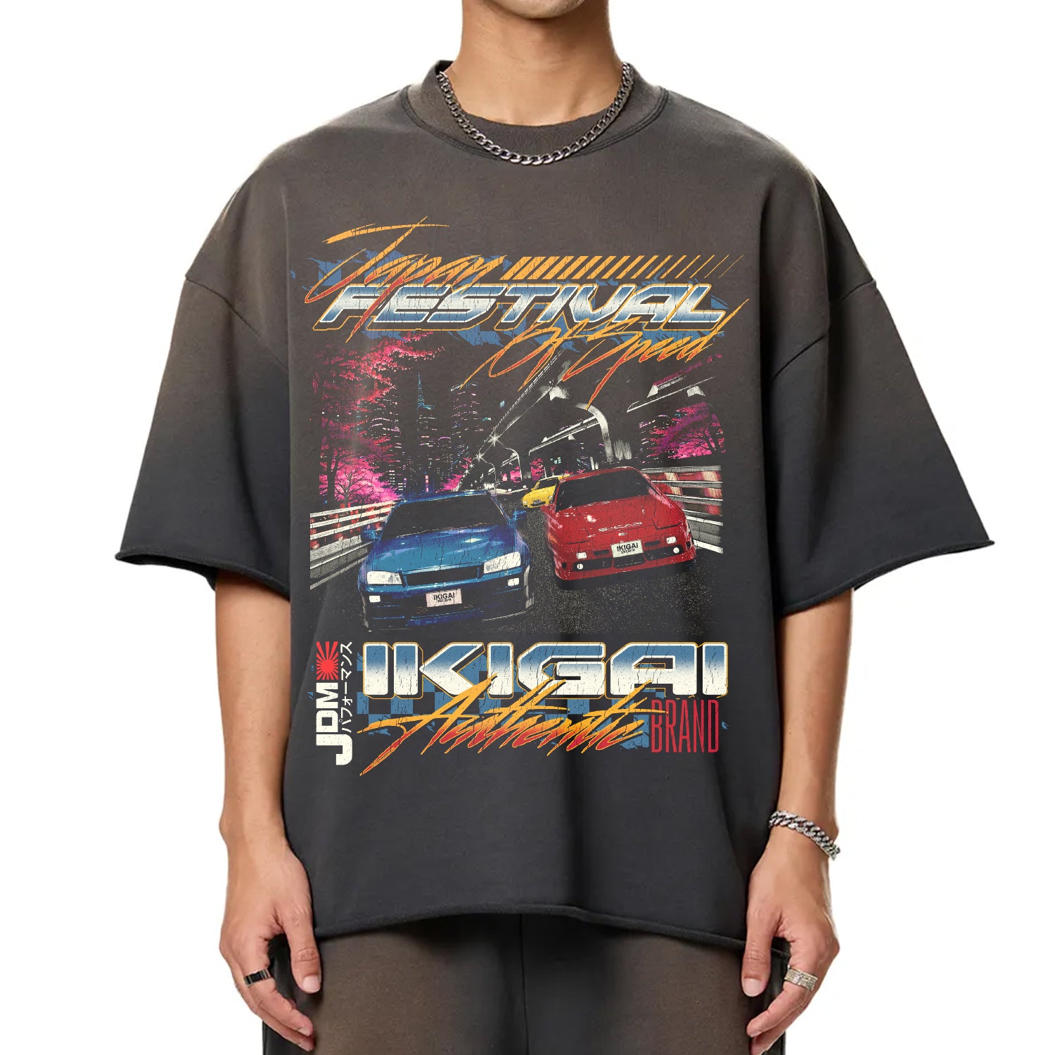 Premium Japan Festival of Speed Sun Fade Raw Edge Heavyweight T-Shirt