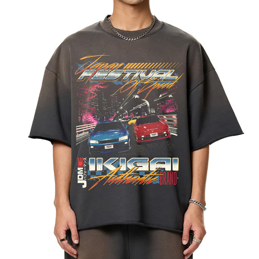 Premium Japan Festival of Speed Sun Fade Raw Edge Heavyweight T-Shirt