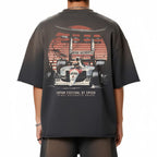 Premium Japan Racing Team Sun Fade Raw Edge Heavyweight T-Shirt