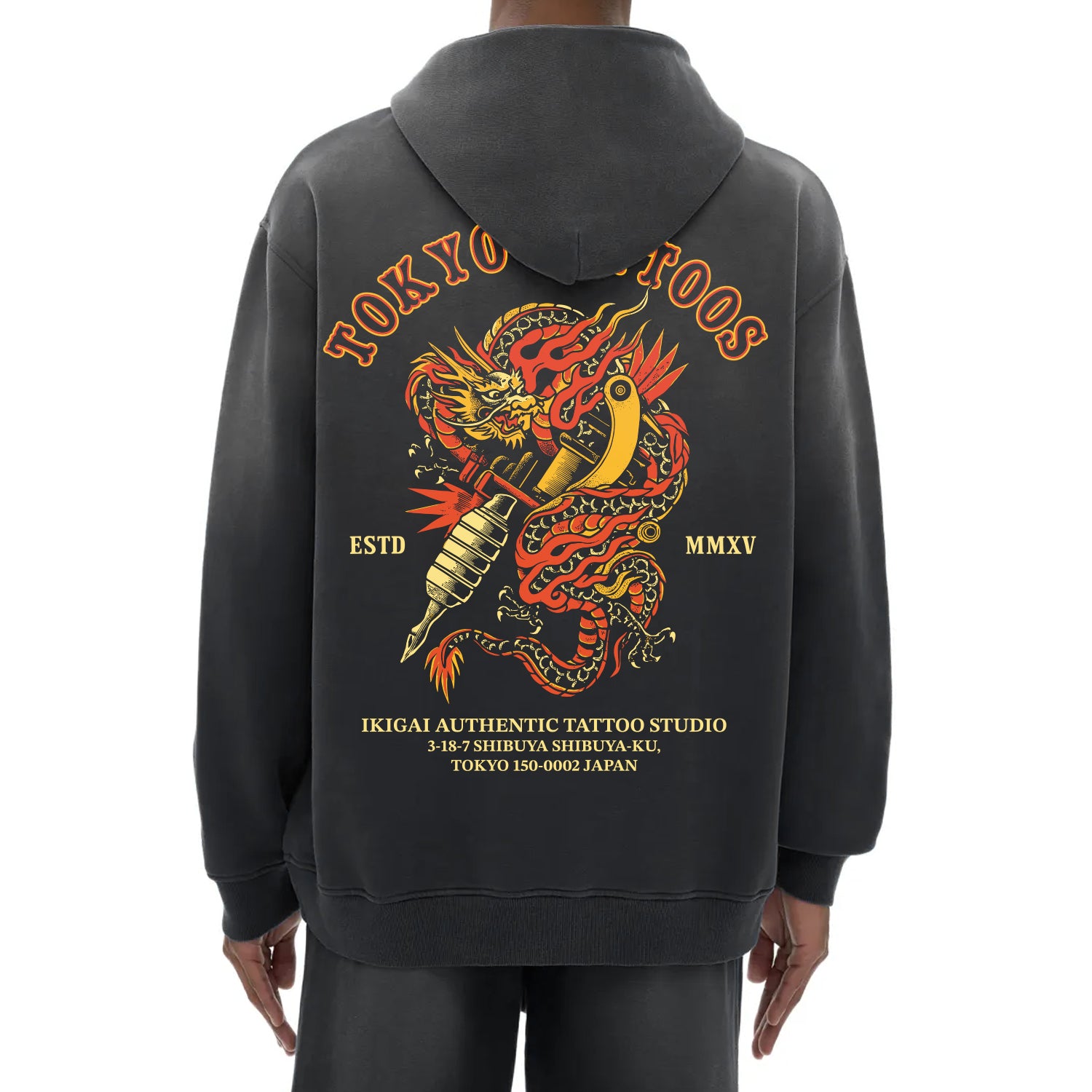 Tokyo Tattoo Studio Premium Sunfade Heavyweight Fleeced Hoodie