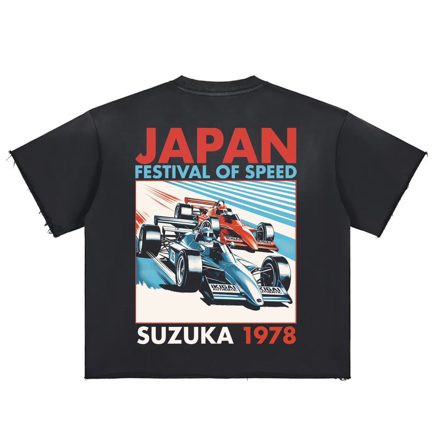 Premium Festival of Speed Sun Fade Raw Edge Heavyweight T-Shirt