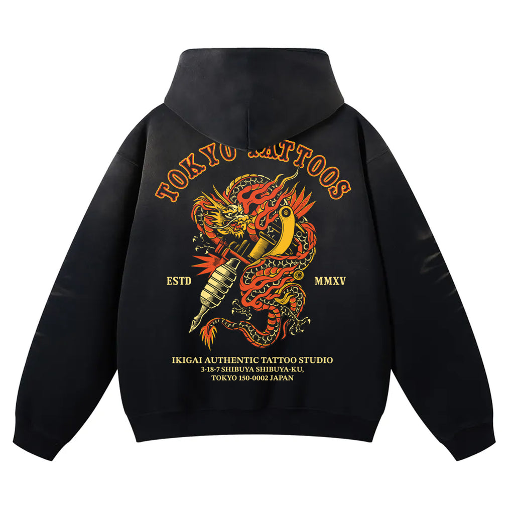 Tokyo Tattoo Studio Premium Sunfade Heavyweight Fleeced Hoodie