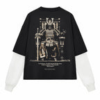 Japanese Ronin Layered Contrast Sleeve Cotton T-Shirt