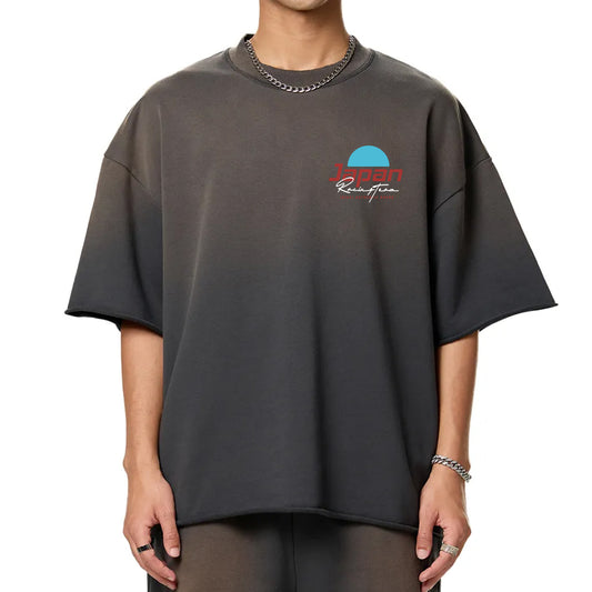 Premium Tokyo Racer Sun Fade Raw Edge Heavyweight T-Shirt