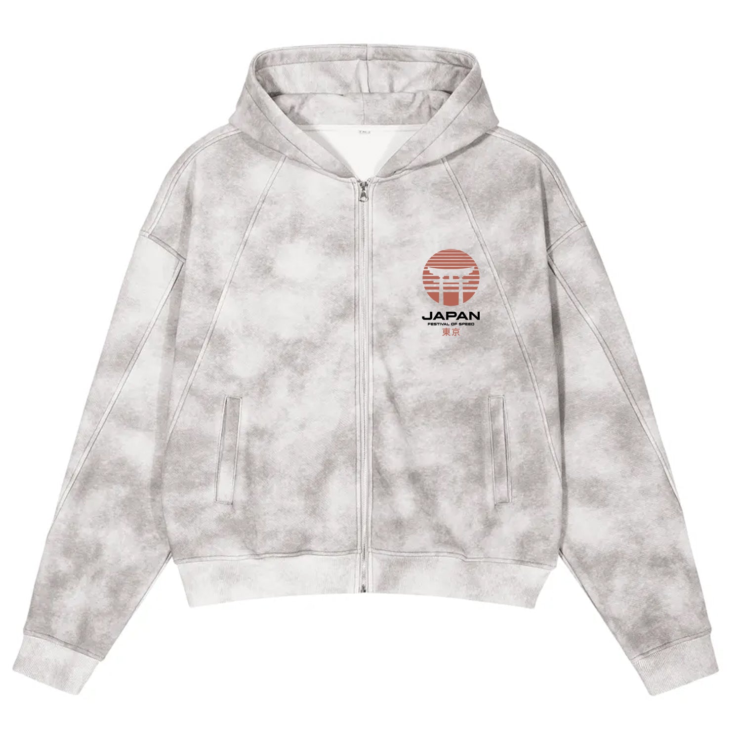Japan Racing Team Premium Dirty Washed Zip-Up Fleece Hoodie