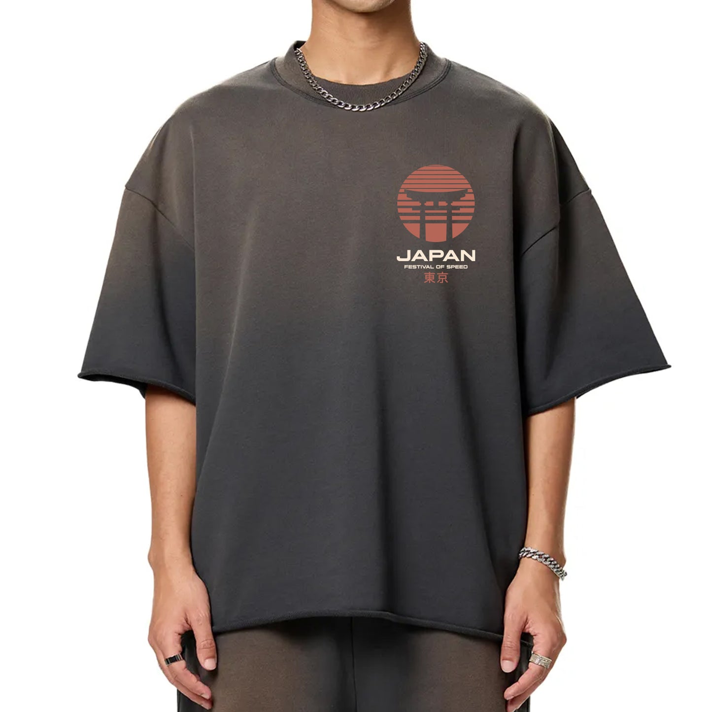 Premium Japan Racing Team Sun Fade Raw Edge Heavyweight T-Shirt