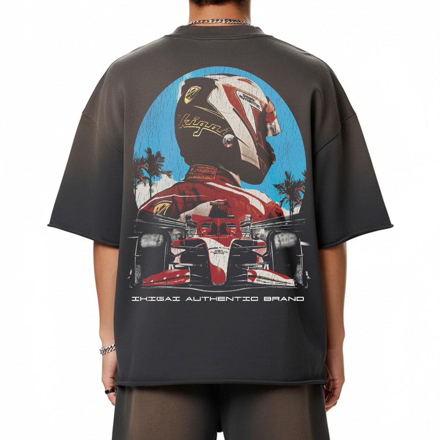Premium Tokyo Racer Sun Fade Raw Edge Heavyweight T-Shirt