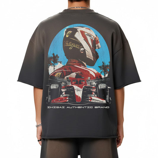 Premium Tokyo Racer Sun Fade Raw Edge Heavyweight T-Shirt