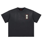 Premium Tokyo Dragon Sun Fade Raw Edge Heavyweight T-Shirt