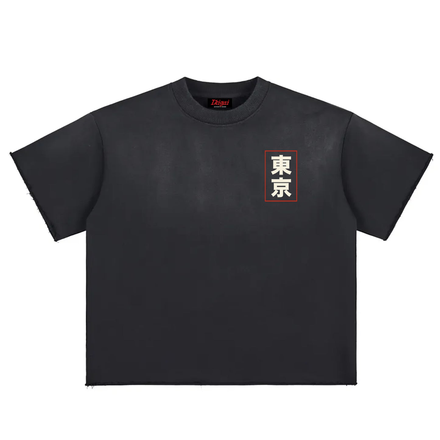 Premium Tokyo Dragon Sun Fade Raw Edge Heavyweight T-Shirt