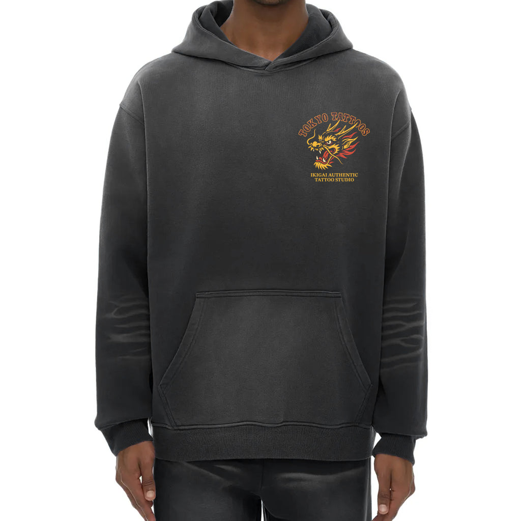 Tokyo Tattoo Studio Premium Sunfade Heavyweight Fleeced Hoodie