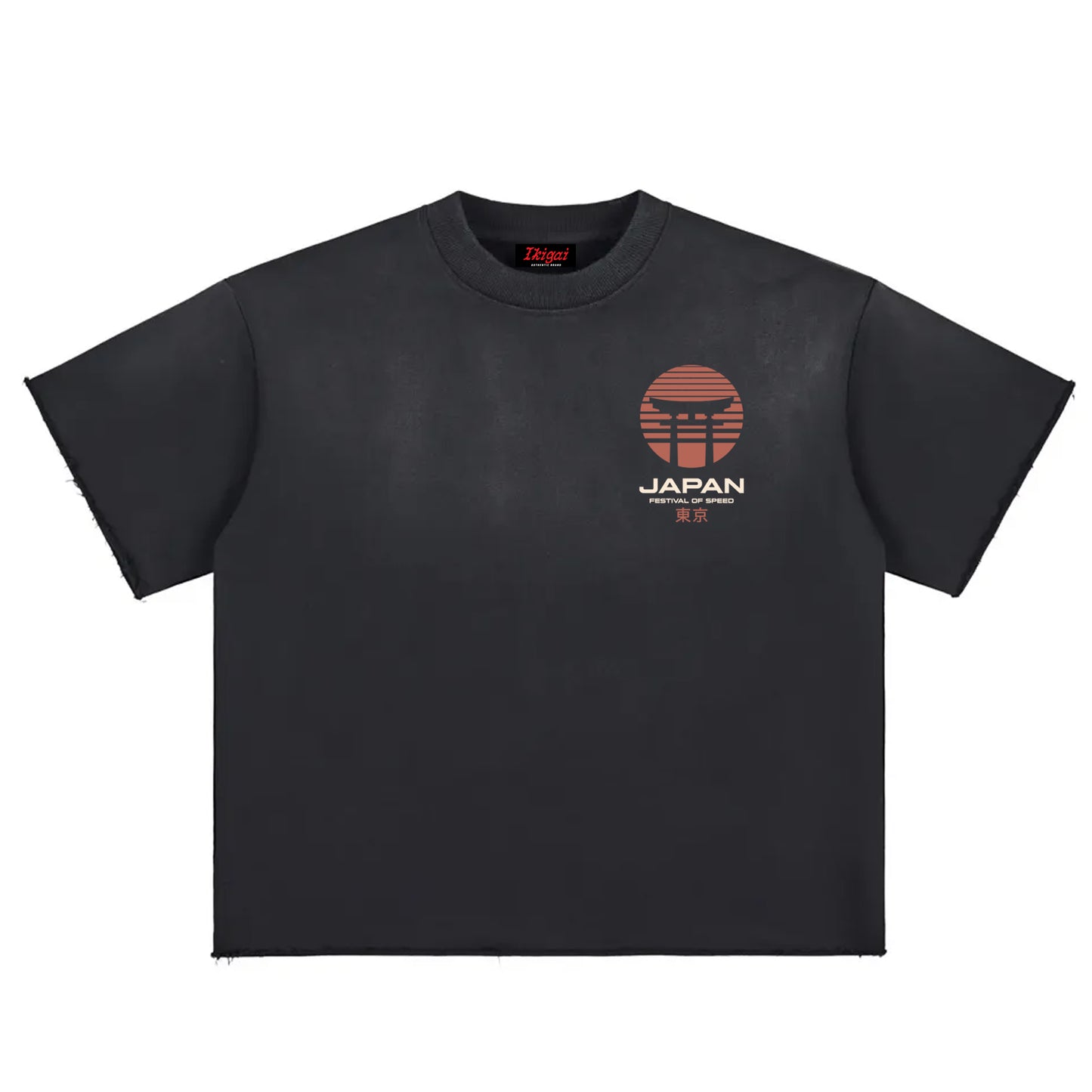Premium Japan Racing Team Sun Fade Raw Edge Heavyweight T-Shirt
