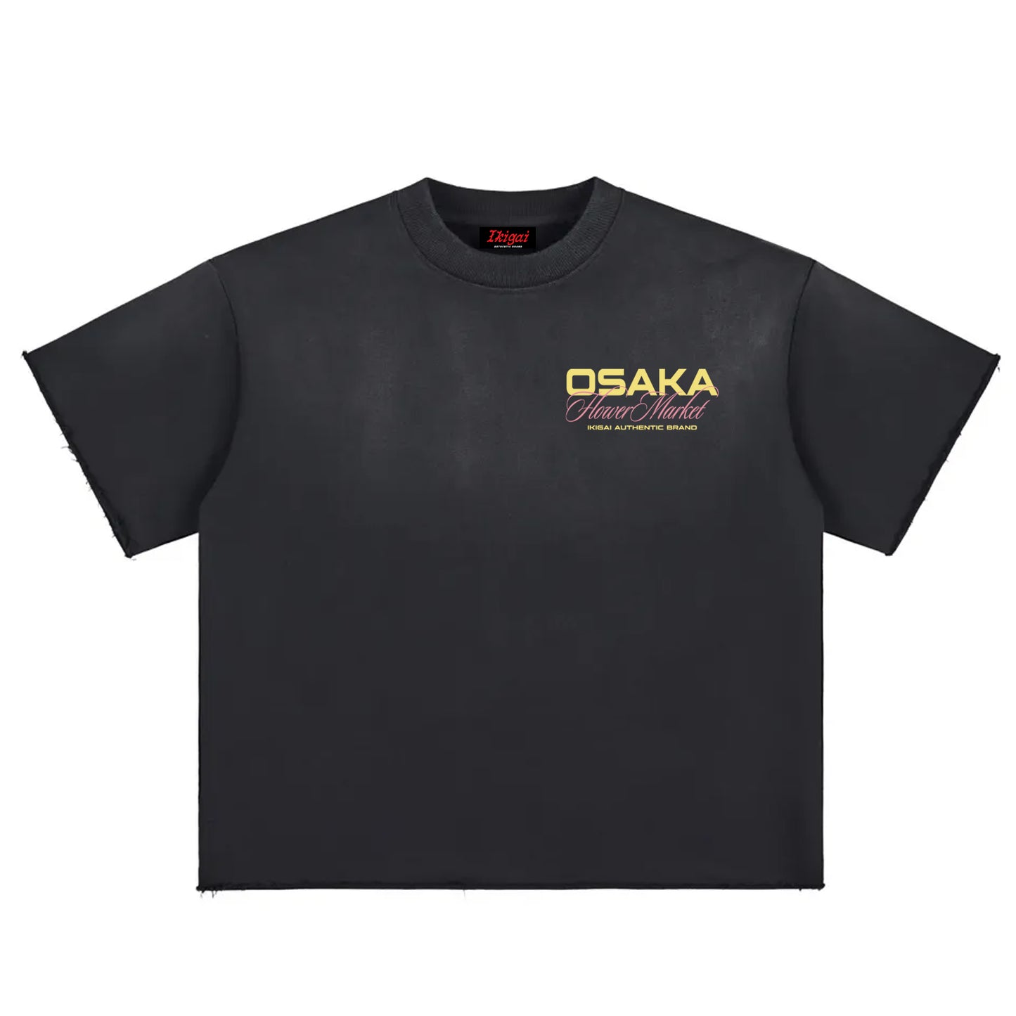 Premium Osaka Flowers Sun Fade Raw Edge Heavyweight T-Shirt