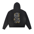 Sun Fade Frayed Raw Edge Fleece Zip Hoodie