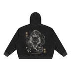 Vintage Wash Boxy Waffle Full Zip Hoodie