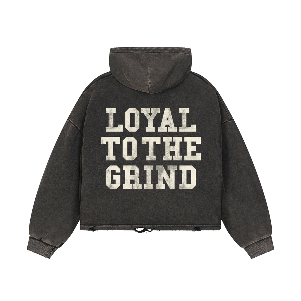 Relentless Club Vintage Frayed-Hem Hoodie