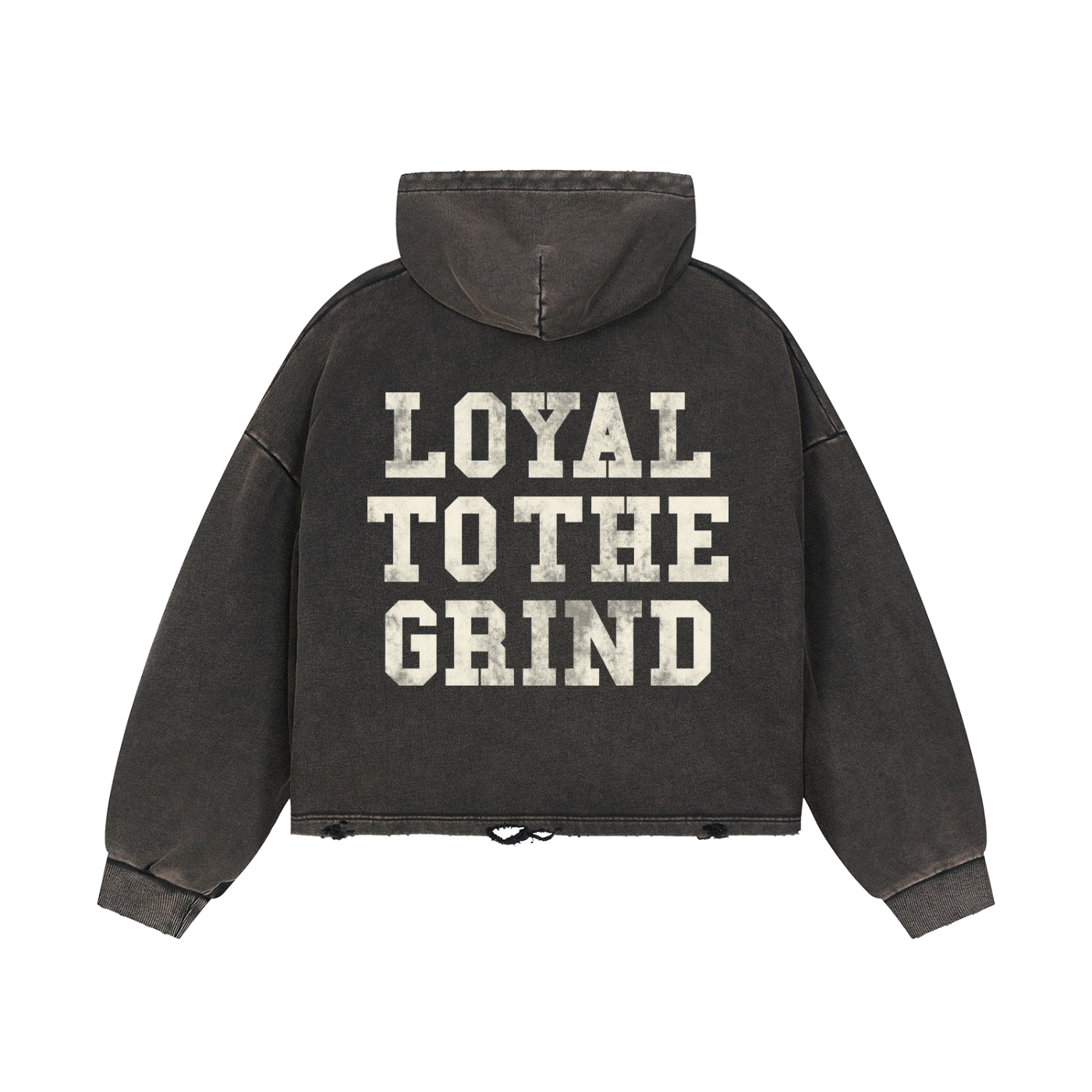 Relentless Club Vintage Frayed-Hem Hoodie
