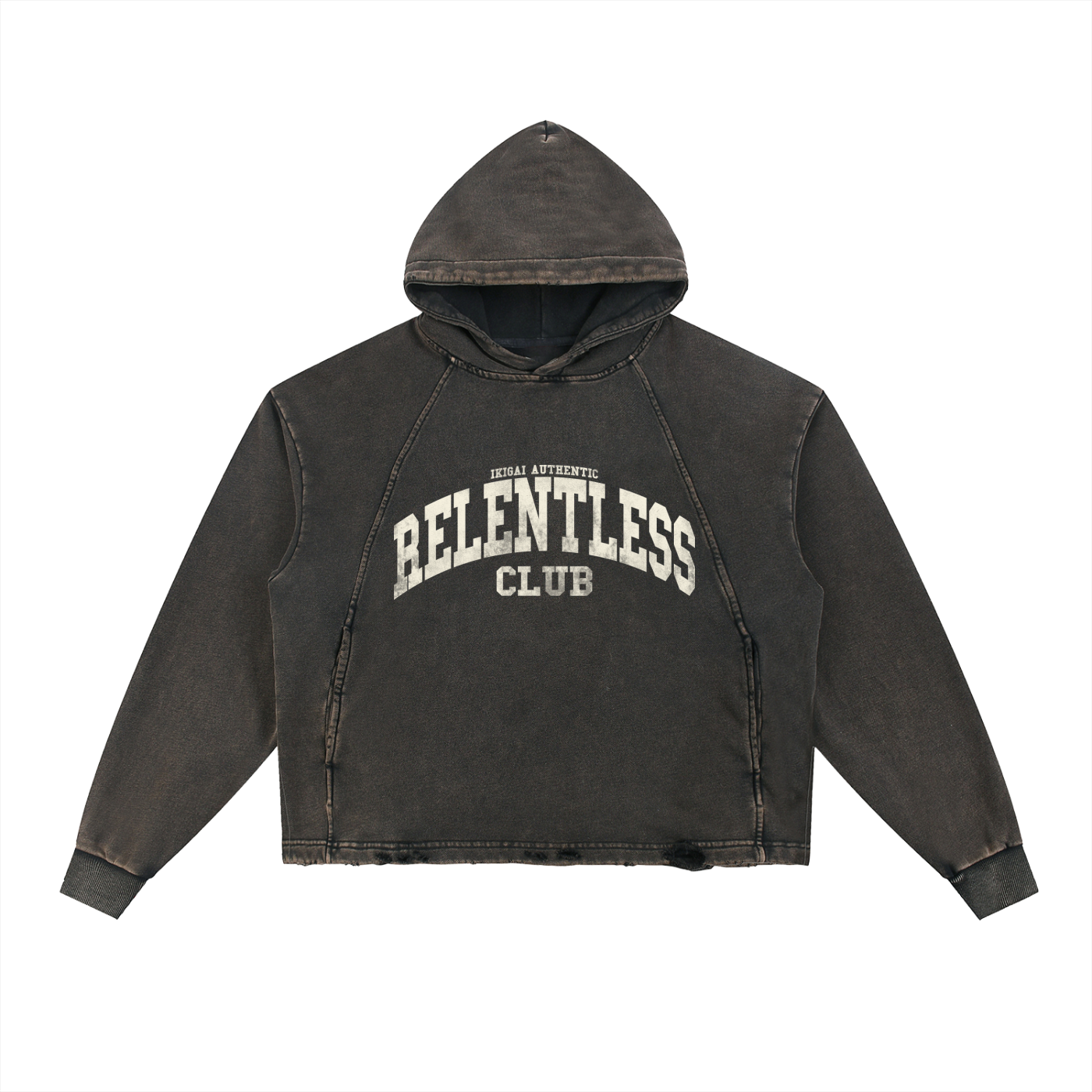 Relentless Club Vintage Frayed-Hem Hoodie