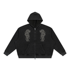 Vintage Wash Boxy Waffle Full Zip Hoodie