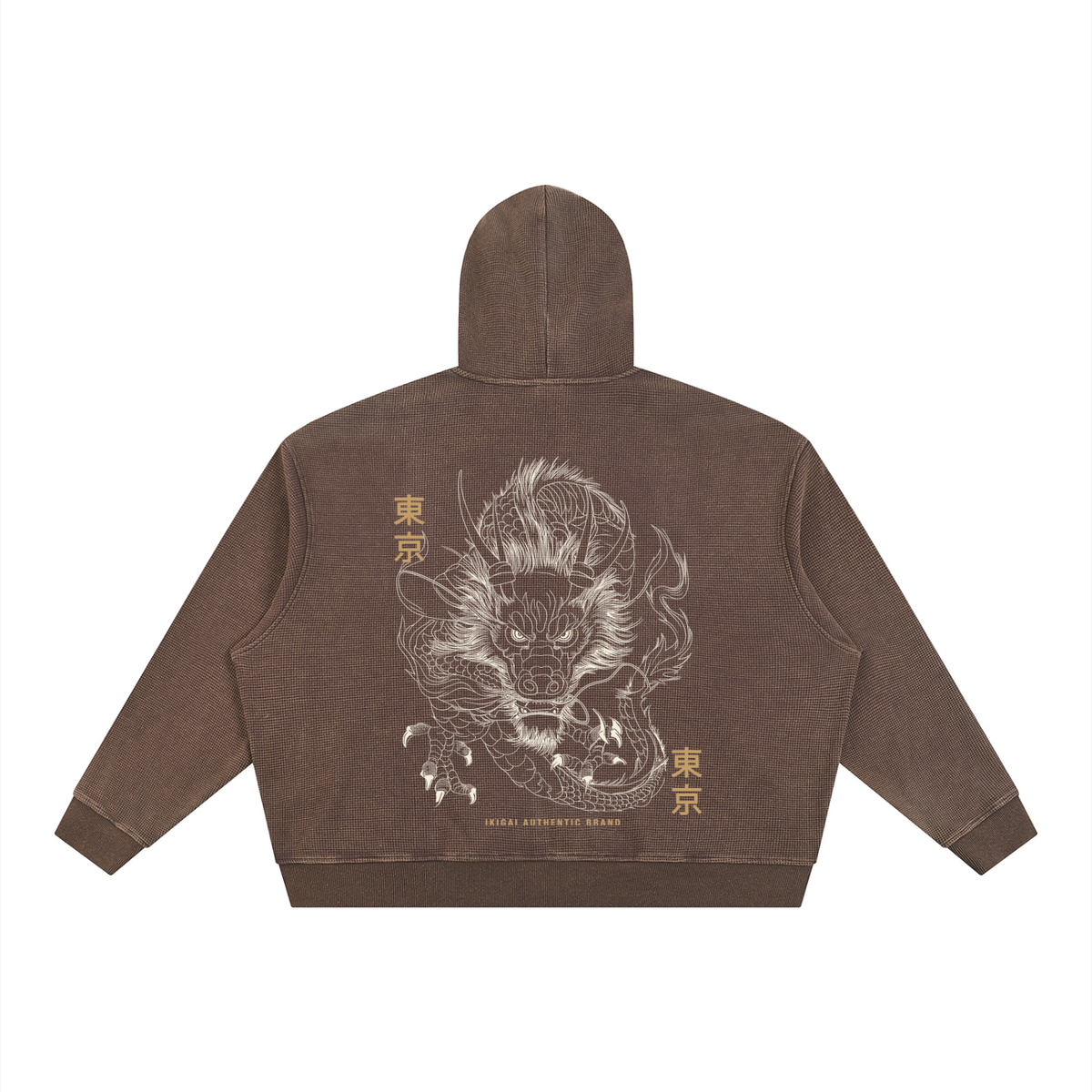 Vintage Wash Boxy Waffle Full Zip Hoodie