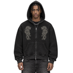 Vintage Wash Boxy Waffle Full Zip Hoodie