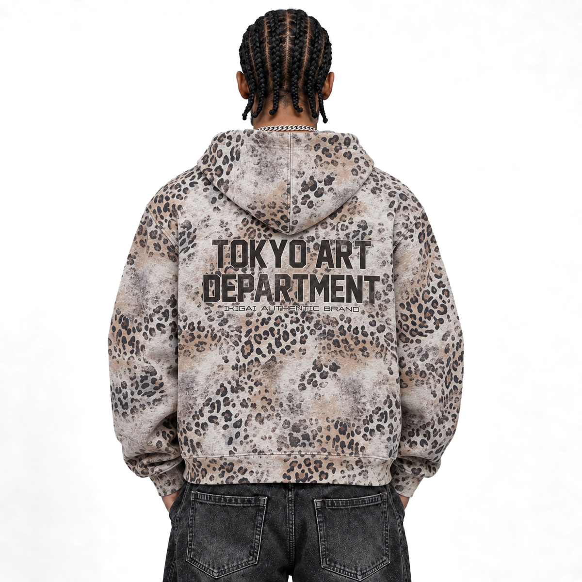 Vintage Wash Leopard Full Zip Hoodie