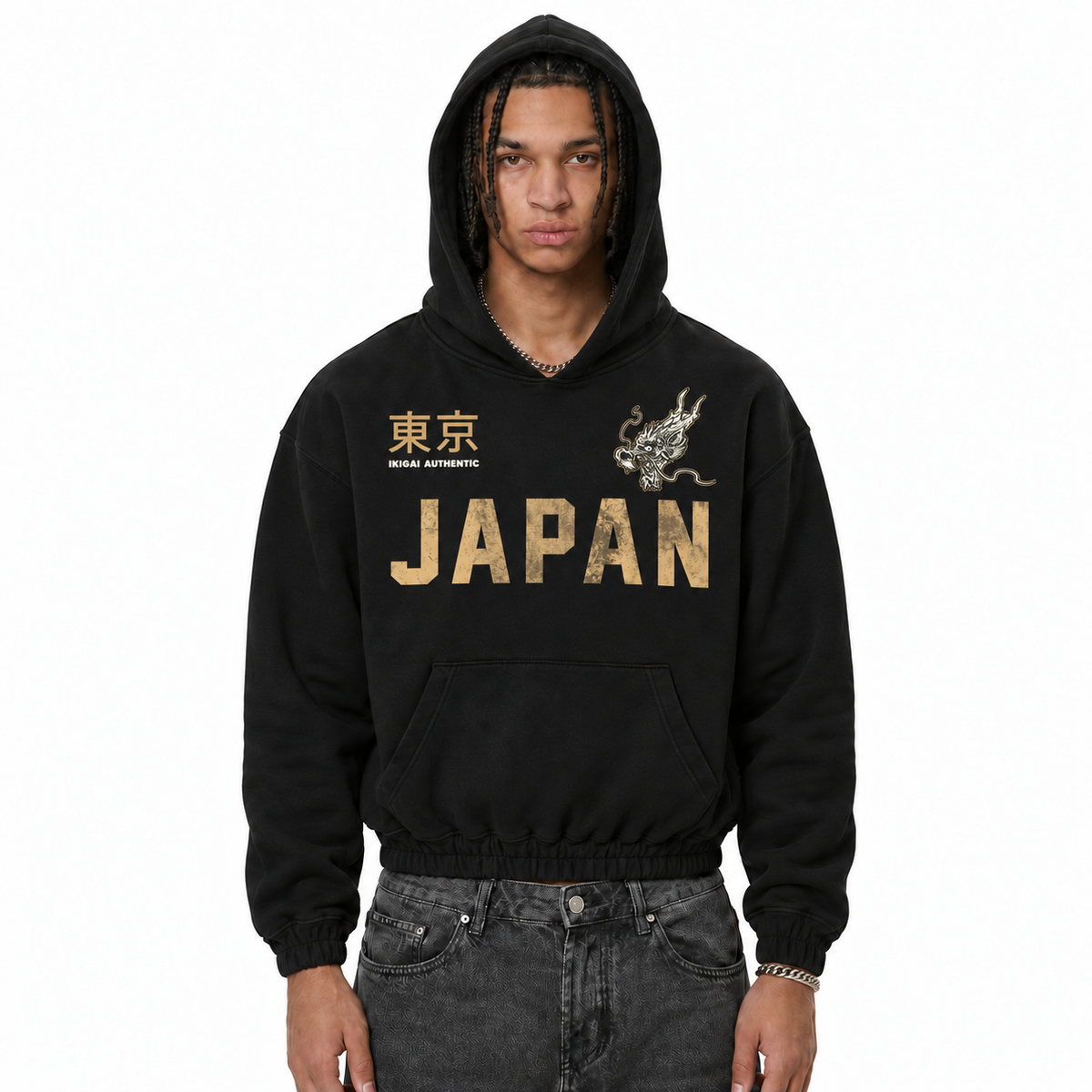 DRAGON Boxy Cinched Hem Hoodie
