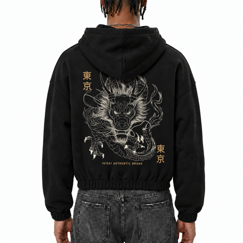 DRAGON Boxy Cinched Hem Hoodie