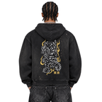 Sun Fade Frayed Raw Edge Fleece Zip Hoodie