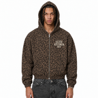 Elite Studio Leopard Print Waffle Full Zip Hoodie