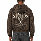 Elite Studio Leopard Print Waffle Full Zip Hoodie
