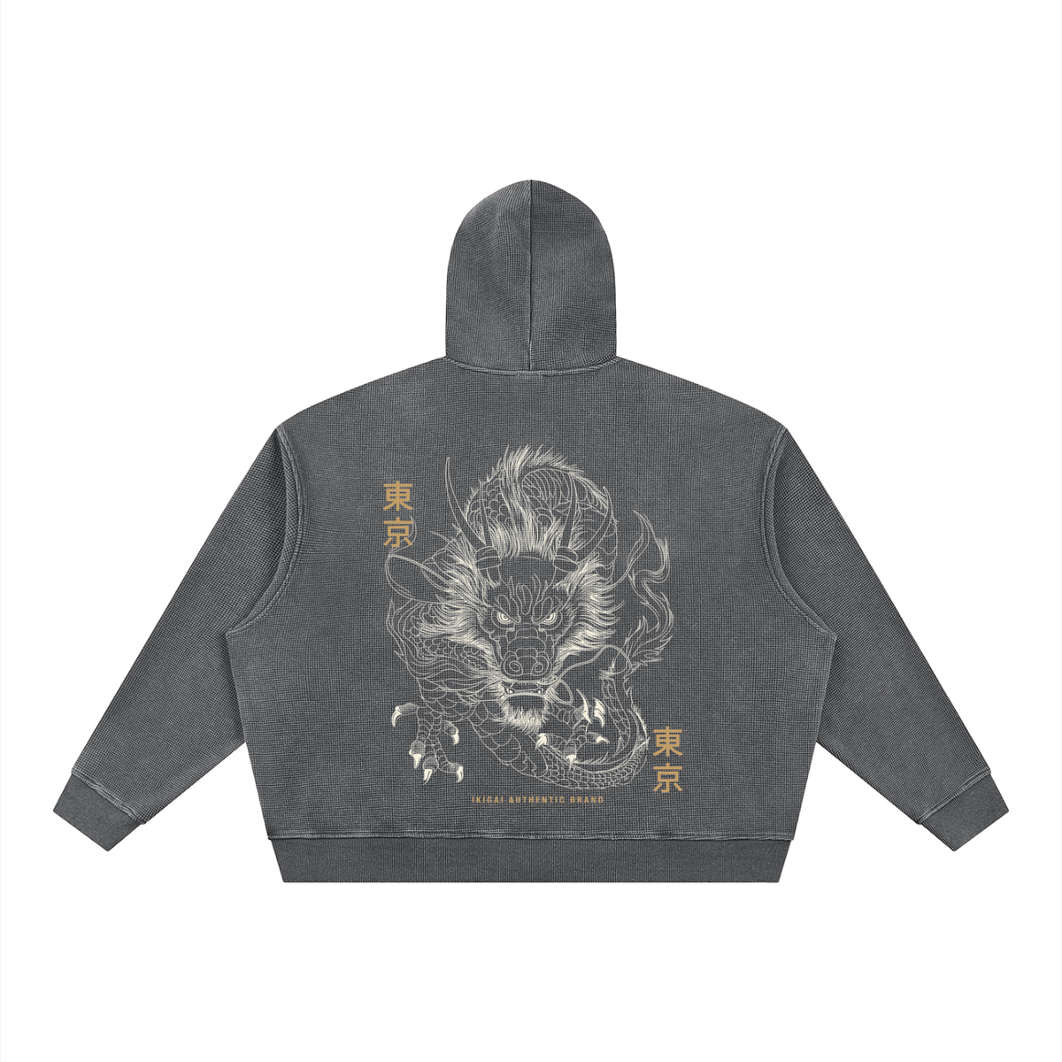 Vintage Wash Boxy Waffle Full Zip Hoodie