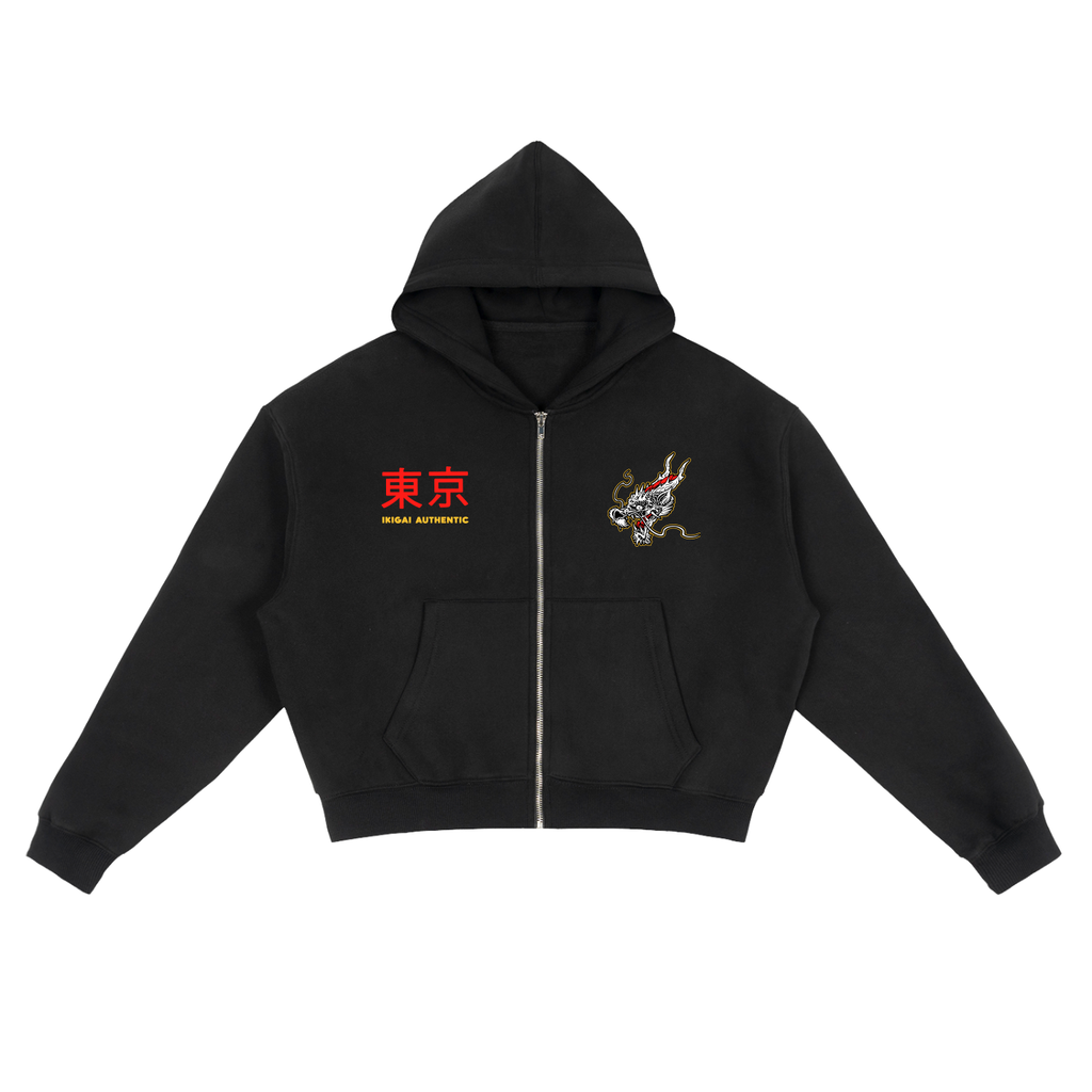 Japanese Flame Dragon Full-Zip Hoodie