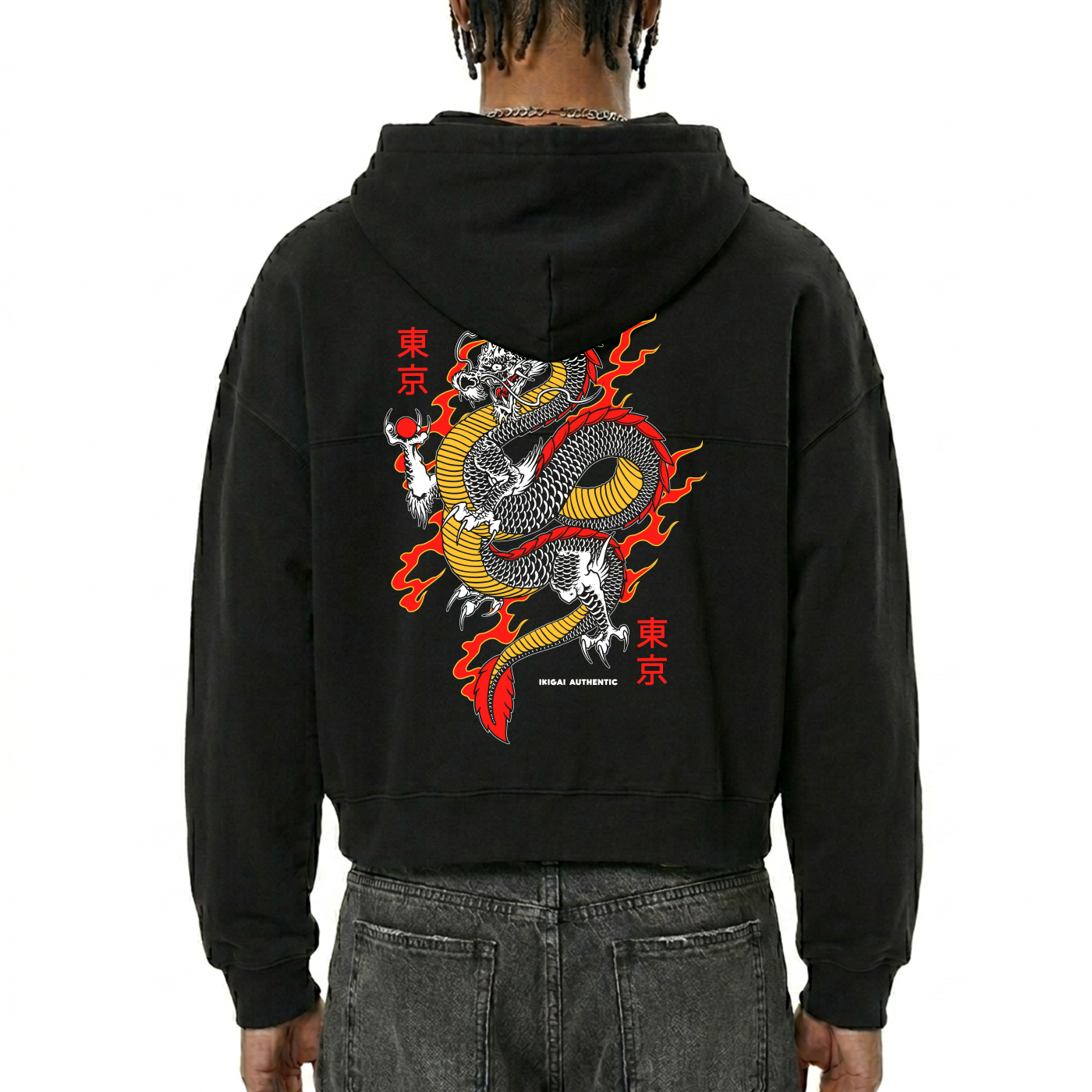 Japanese Flame Dragon Full-Zip Hoodie
