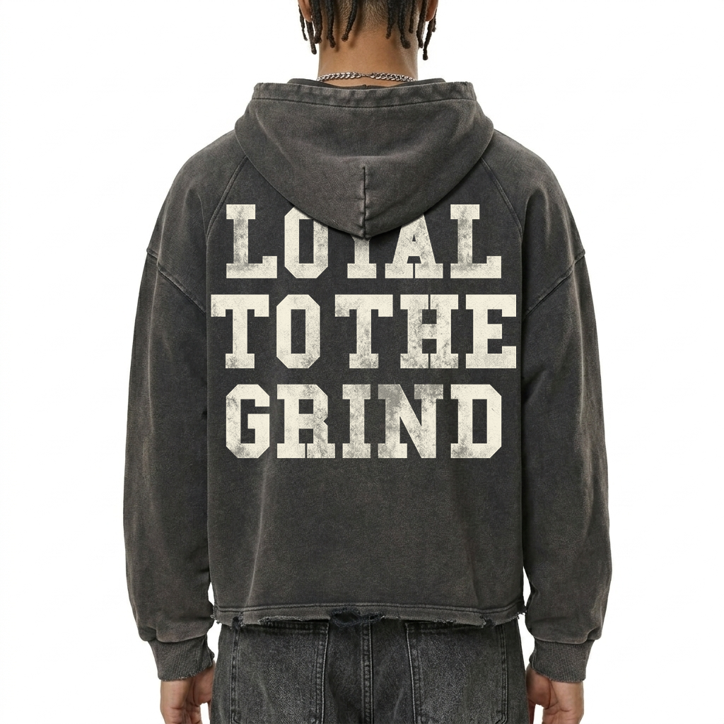 Relentless Club Vintage Frayed-Hem Hoodie