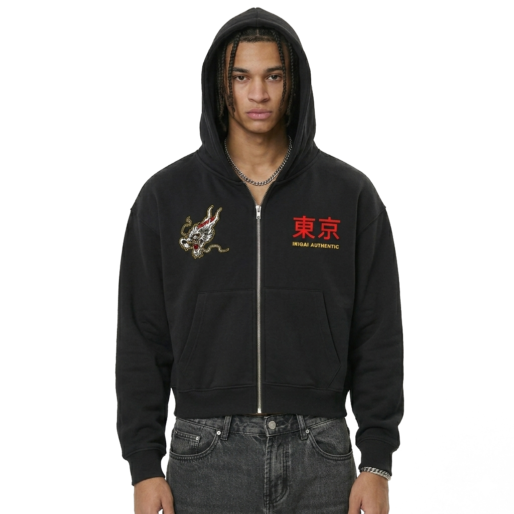 Japanese Flame Dragon Full-Zip Hoodie