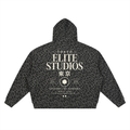 Elite Studio Leopard Print Waffle Full Zip Hoodie