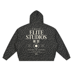 Elite Studio Leopard Print Waffle Full Zip Hoodie