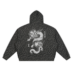 Leopard Print Waffle Full Zip Hoodie