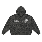 Leopard Print Waffle Full Zip Hoodie