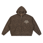 Elite Studio Leopard Print Waffle Full Zip Hoodie