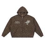 Leopard Print Waffle Full Zip Hoodie
