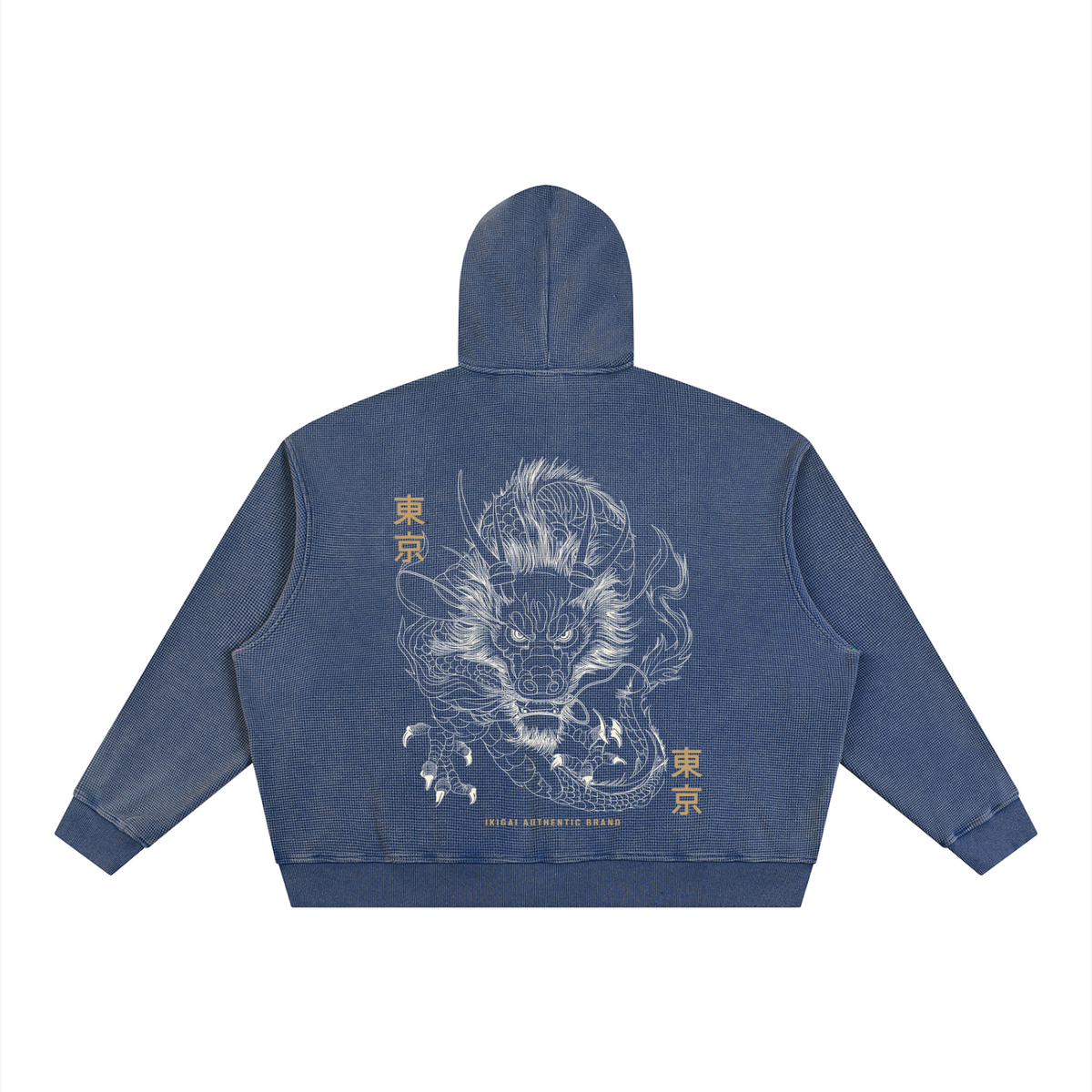 Vintage Wash Boxy Waffle Full Zip Hoodie